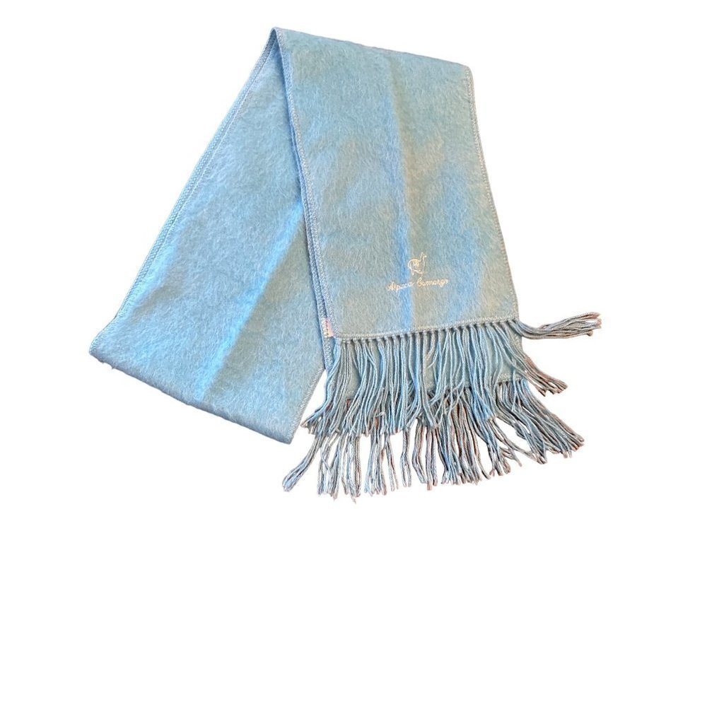 Alpaca Camargo Blue Scarf Fringe Outdoor